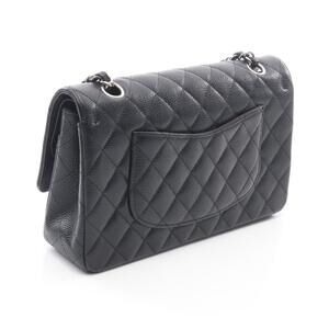 Chanel Bag Shoulder Leather Flap Grained Matelasse Double Calfskin Black